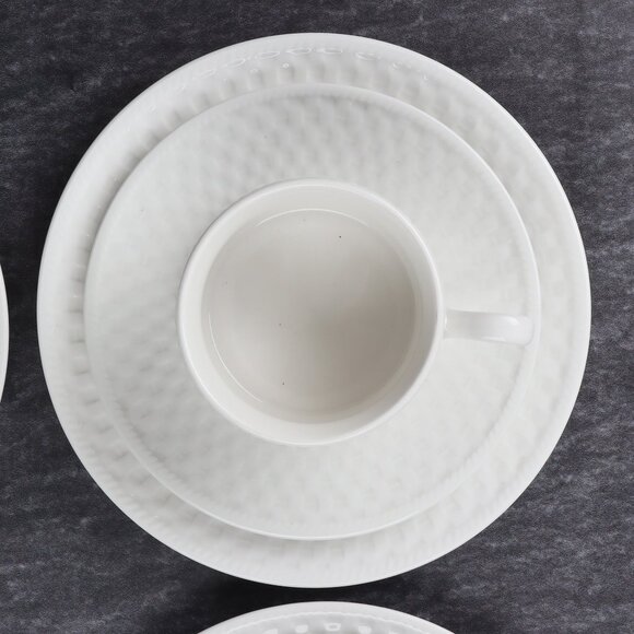 Oneida Casual Settings Basket Weave Salad Plate and Flat Cup & Saucer Set of 4 - Picture 2 of 10